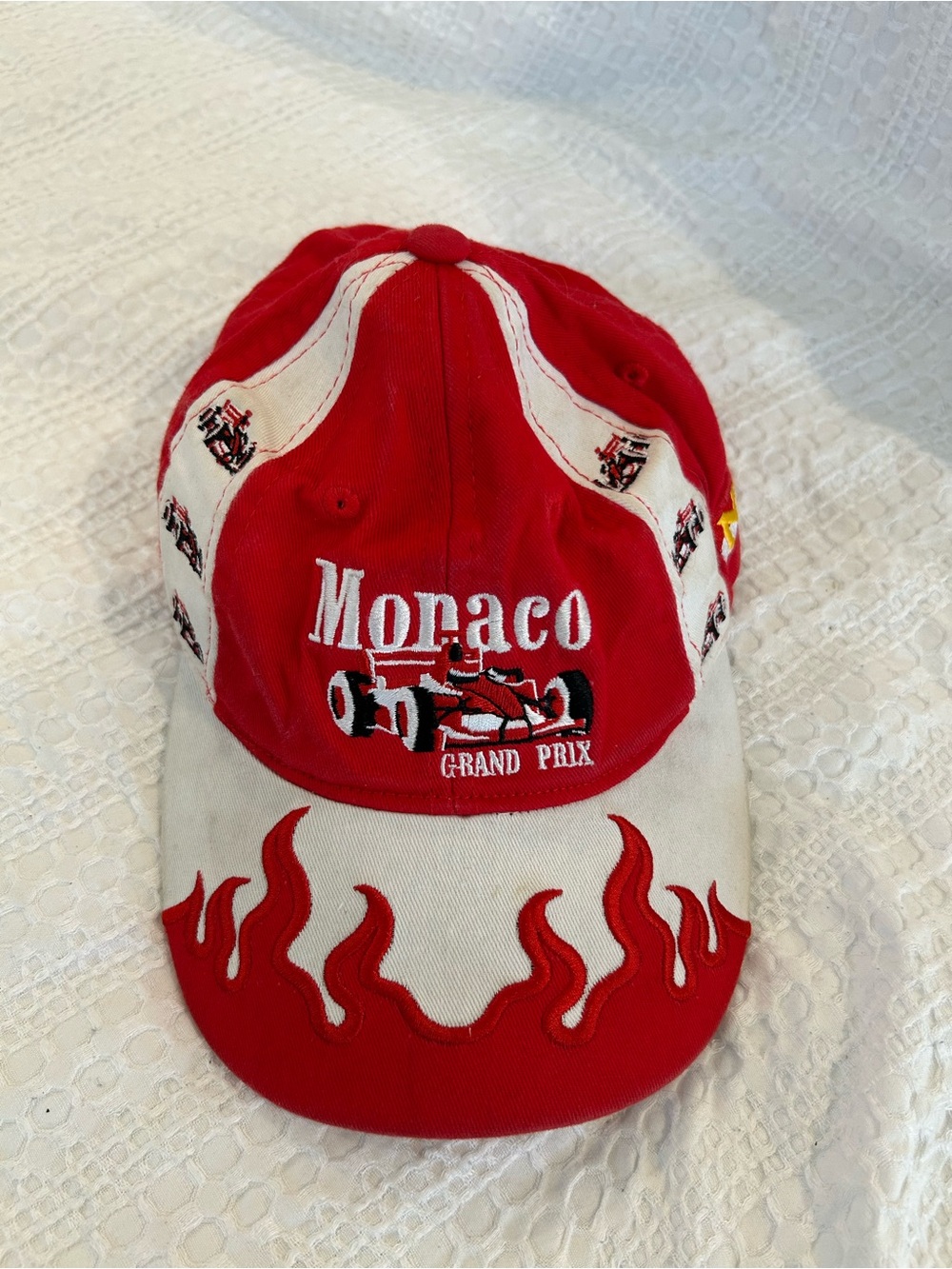 Red and White Racing Cap with Flame Visor - Monaco Grand Prix